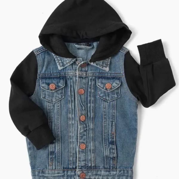 Chaqueta vaquera con capucha - Negra